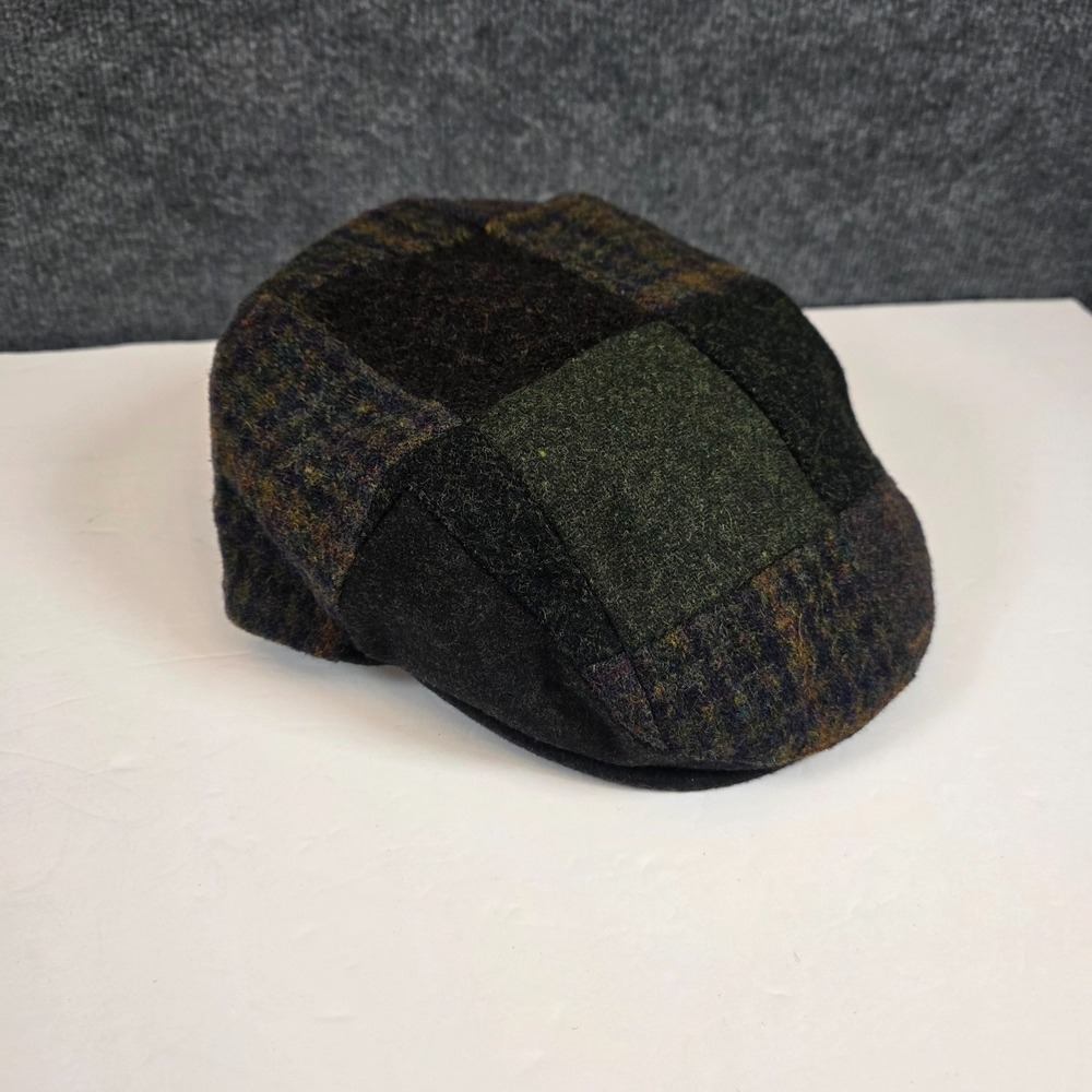 Stetson Wool Blend Patchwork Plaid Tweed Newsboy Driving Cabbie Hat Lined Medium